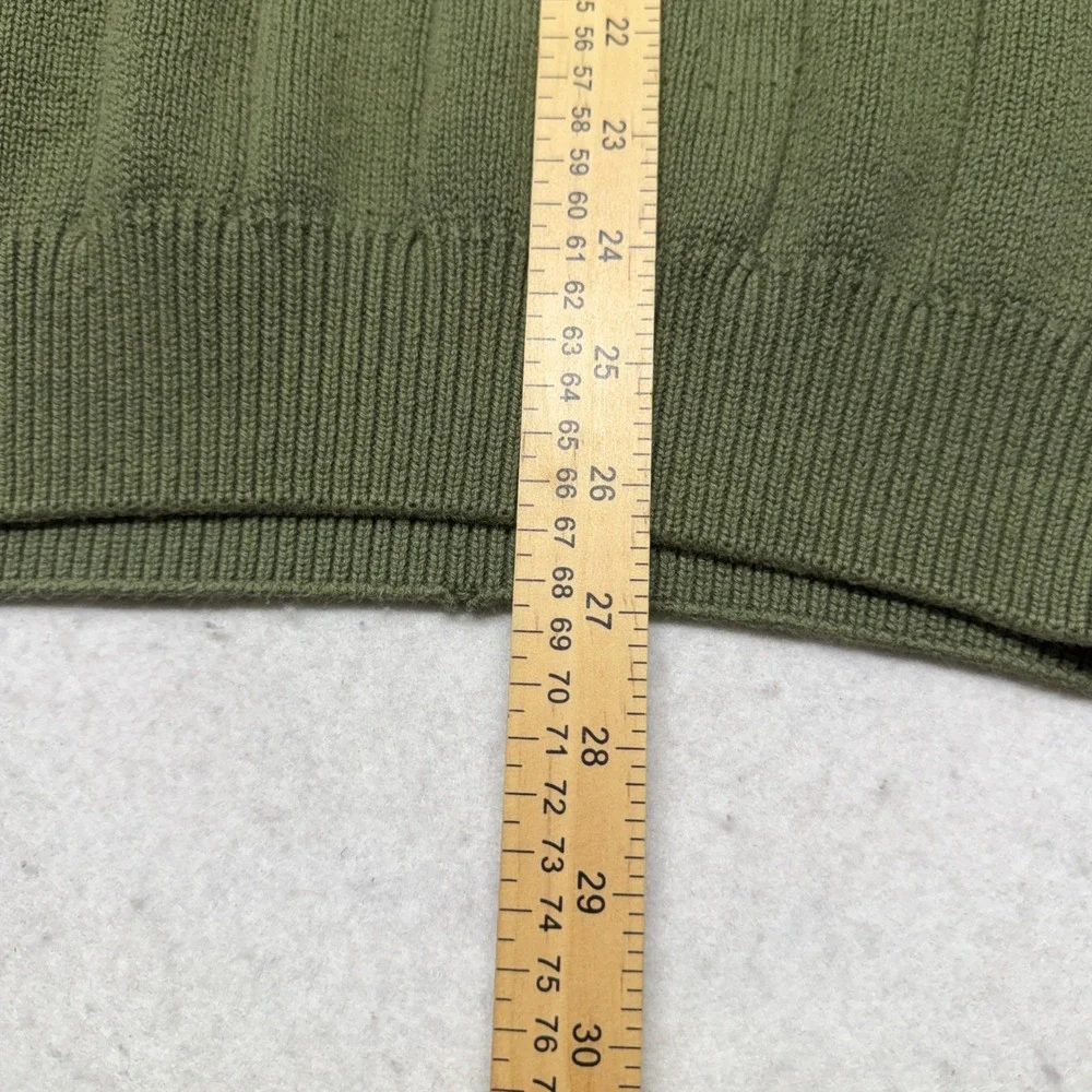 Vintage Van Heusen Olive Green Ribbed Knit Sweater Mens Large 90s Y2K Boxy Fit